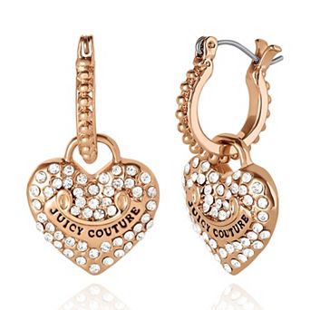 Juicy Couture Dangling Heart Charm Hoop Earrings
