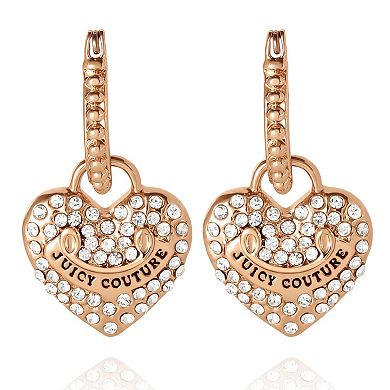 Juicy Couture Dangling Heart Charm Hoop Earrings