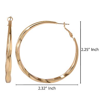 JS Jessica Simpson Twisted Gold Tone Hoop Earrings
