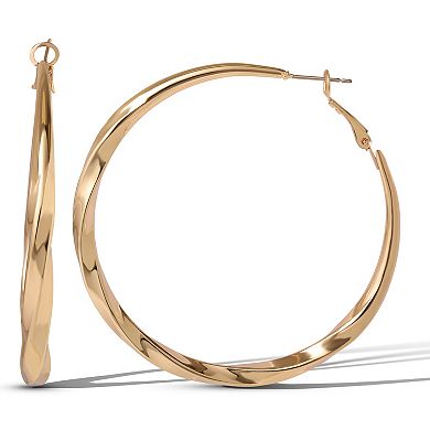 JS Jessica Simpson Twisted Gold Tone Hoop Earrings