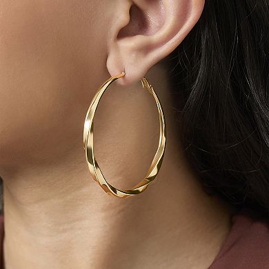 JS Jessica Simpson Twisted Gold Tone Hoop Earrings