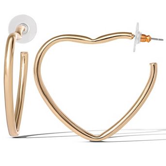 JS Jessica Simpson Gold-Tone Heart-Shaped Hoop Earrings