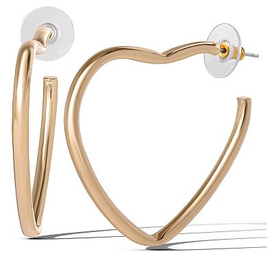 JS Jessica Simpson Gold-Tone Heart-Shaped Hoop Earrings