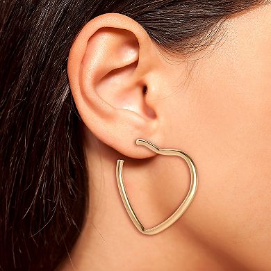 JS Jessica Simpson Gold-Tone Heart-Shaped Hoop Earrings