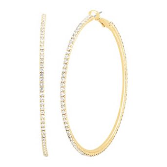JS Jessica Simpson Large Crystal Hoop Earrings