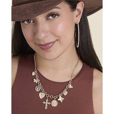 JS Jessica Simpson Large Crystal Hoop Earrings