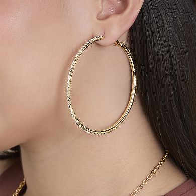 JS Jessica Simpson Large Crystal Hoop Earrings