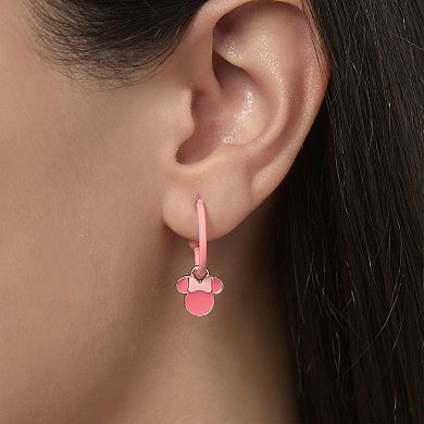 Disney Minnie Mouse Pink Bow Charm Hoop Earring Set, 3 Charms and 1 Hoop