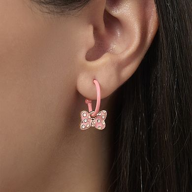 Disney Minnie Mouse Pink Bow Charm Hoop Earring Set, 3 Charms and 1 Hoop