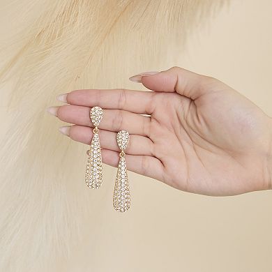 JS Jessica Simpson Pave Teardrop Linear Earrings in Silver-Tone