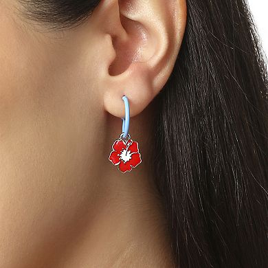 Disney Stitch Charm Hoop Earring Set, 3 Pairs with Interchangeable Charms, Silver‑Tone