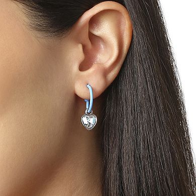 Disney Stitch Charm Hoop Earring Set, 3 Pairs with Interchangeable Charms, Silver‑Tone