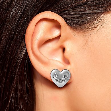 Juicy Couture Logo Heart Stud Earrings with Stone Embellishments