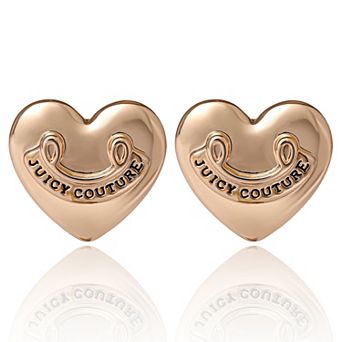 Juicy Couture Logo Heart Stud Earrings with Stone Embellishments