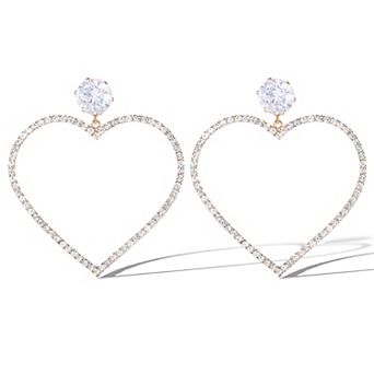 JS Jessica Simpson Crystal Heart Drop Earrings