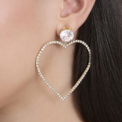 JS Jessica Simpson Crystal Heart Drop Earrings