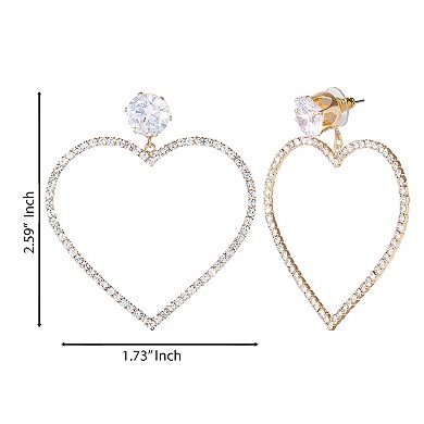 JS Jessica Simpson Crystal Heart Drop Earrings