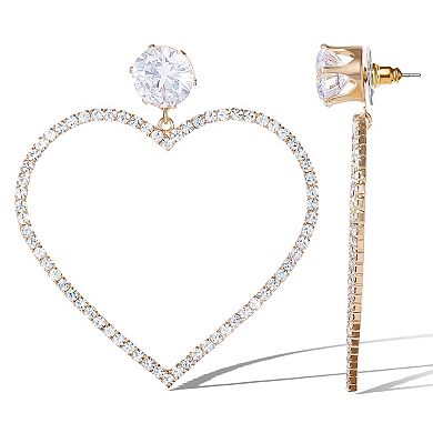 JS Jessica Simpson Crystal Heart Drop Earrings