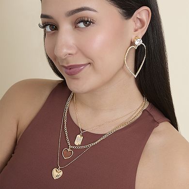 JS Jessica Simpson Crystal Heart Drop Earrings