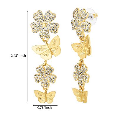 JS Jessica Simpson Vertical Butterfly Drop Earrings with Shiny Gold Tone Finish