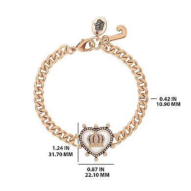 Juicy Couture Bracelet 7.5", Crown Heart Chain Bracelet