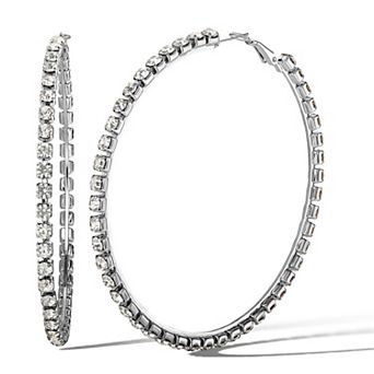 JS Jessica Simpson Large Crystal Hoop Earrings