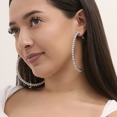 JS Jessica Simpson Large Crystal Hoop Earrings