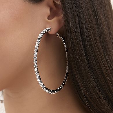 JS Jessica Simpson Large Crystal Hoop Earrings