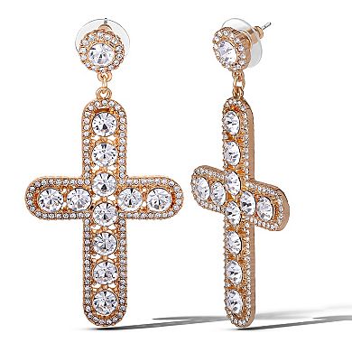 JS Jessica Simpson Crystal Cross Drop Earrings