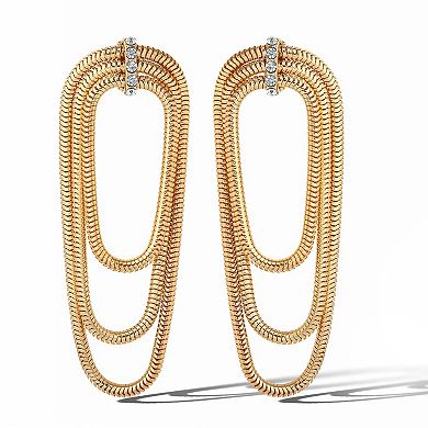 JS Jessica Simpson Layered Chain Crystal Accent Earrings