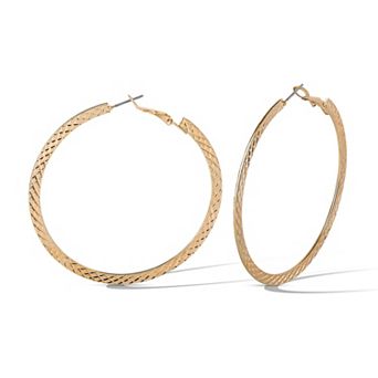 Jessica Simpson Textured Gold-Tone Large Hoop Earrings