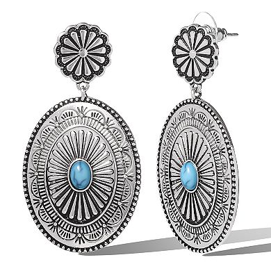 JS Jessica Simpson Western Round Concho Drop Earrings