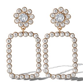 JS Jessica Simpson Gold-Tone Pave Rectangle Drop Earrings