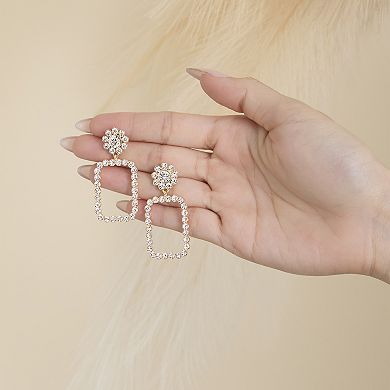 JS Jessica Simpson Gold-Tone Pave Rectangle Drop Earrings