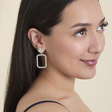 JS Jessica Simpson Gold-Tone Pave Rectangle Drop Earrings