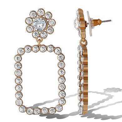 JS Jessica Simpson Gold-Tone Pave Rectangle Drop Earrings