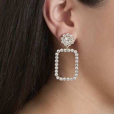 JS Jessica Simpson Gold-Tone Pave Rectangle Drop Earrings