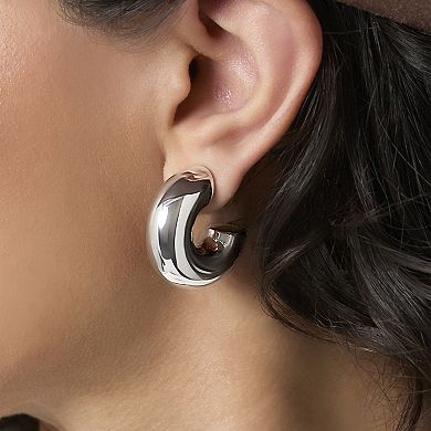 JS Jessica Simpson Chunky Hoop Earrings in Silver Tone Finish