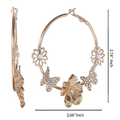 JS Jessica Simpson Floral Butterfly Hoop Earrings