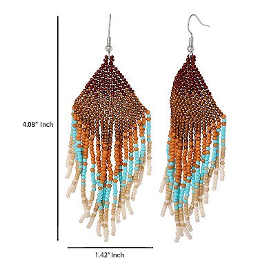 JS Jessica Simpson Beaded Fringe Earrings in Turquoise and Brown Ombre