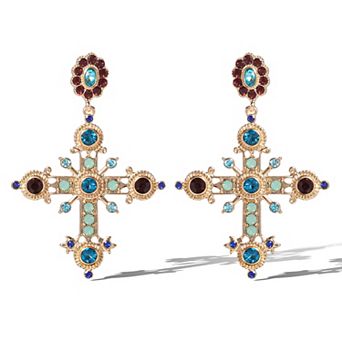 JS Jessica Simpson Boho Luxe Cross Drop Earrings