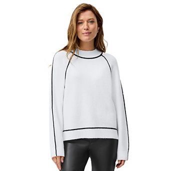 ellos Plus Size Tipped Mock Neck Pullover