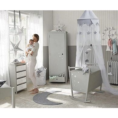 Transform Kids'Room with Hanging Star Canopy-Easy Install,Soft Fabric,Perfect for Cradle,Toddler Bed