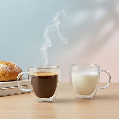 Double Wall Insulated Coffee Glasses Set of 2 13.5 Ounce