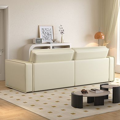 Modern Faux Leather Sofa Couch, 95” Wide 3-Seater Sofa for Living Room