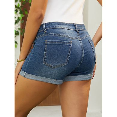 Women's Maternity Denim Shorts Elastic Waist Over Belly Mini Summer Pregnancy Jeans Bottom