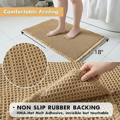 Waffle Bathroom Rug Set Non Slip Washable and Super Absorbent