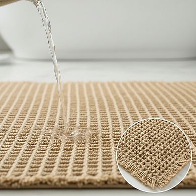 Waffle Bathroom Rug Set Non Slip Washable and Super Absorbent
