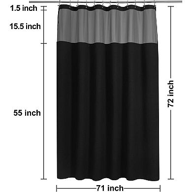 Waffle Weave Shower Curtain with Snap-in Fabric Liner & 12 Black Hooks Set , 71x72