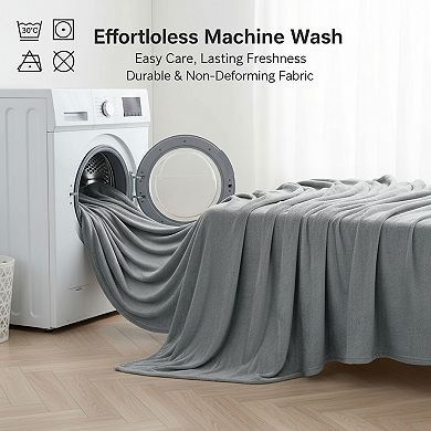 Fleece Sheets Queen Size Set 4 Piece Super Soft and Warm for Winter Grey